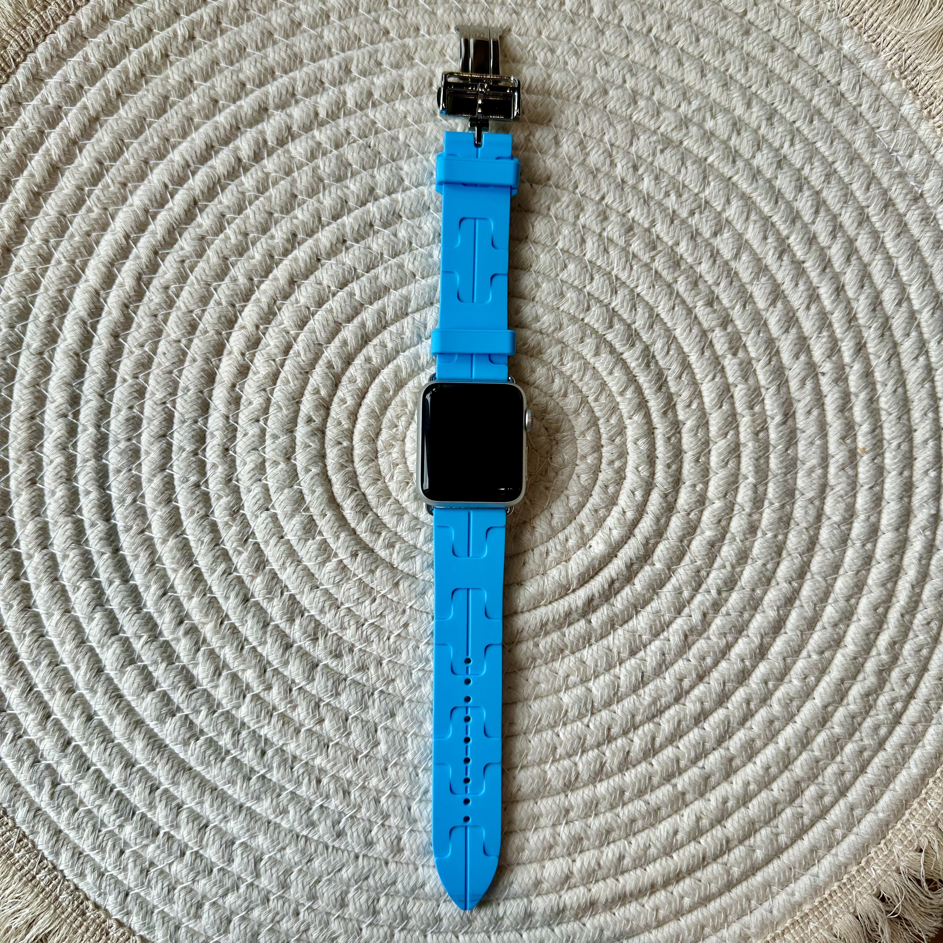 Apple Watch sport Hermes kilim single tour lichtblauw 123watches